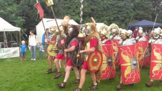 Roman Reenactment at the Amphitheatre in Caerleon Marching In [upl. by Dnomasor825]