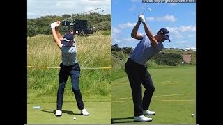 Justin Thomas golf swing  Long Iron faceon amp downtheline July 2017 [upl. by Hebert]