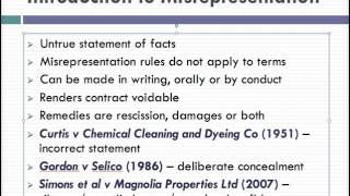 Misrepresentation Lecture 1 of 4 [upl. by Abbate272]